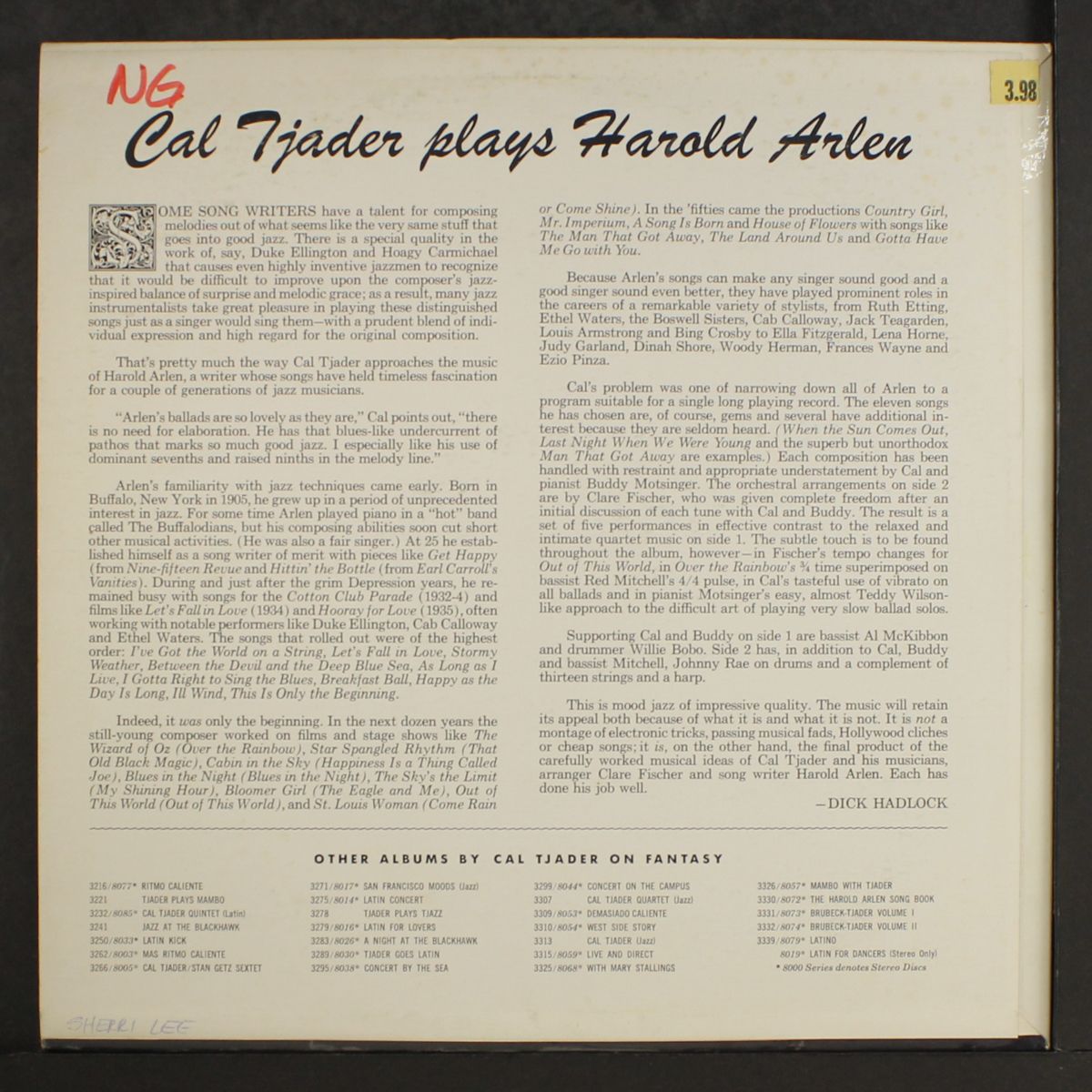 plays harold arlen by CAL TJADER