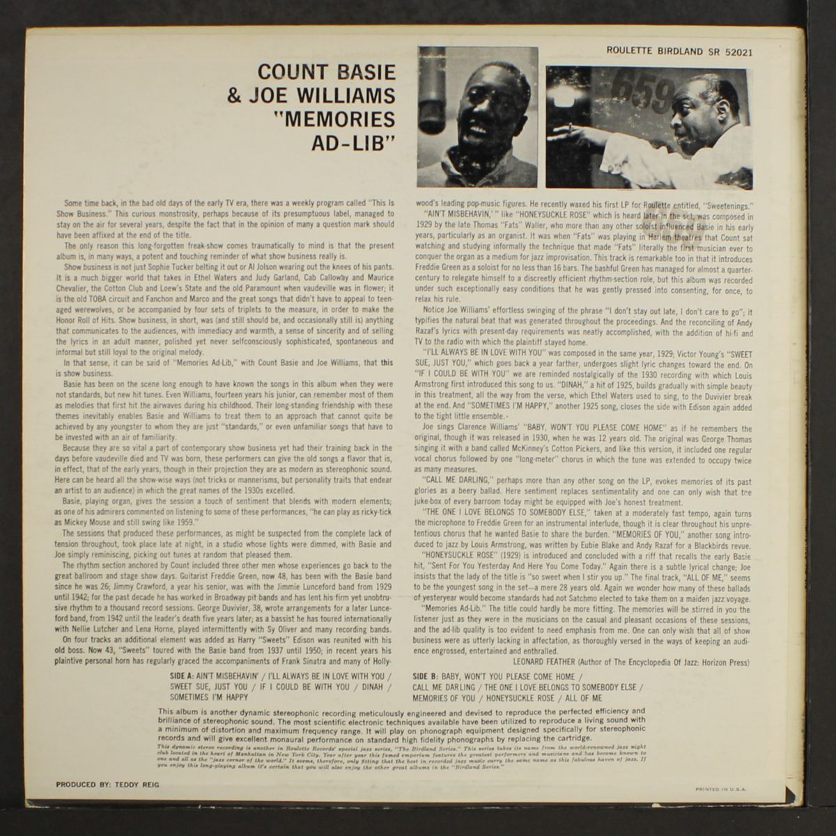 memories ad-lib by JOE WILLIAMS & COUNT BASIE