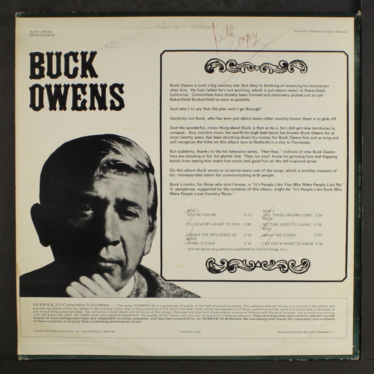you're for me by BUCK OWENS