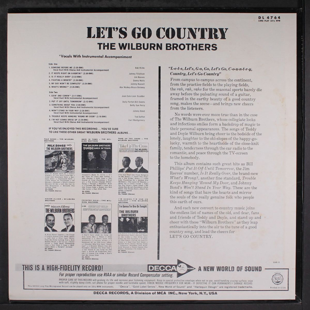 let's go country by WILBURN BROTHERS