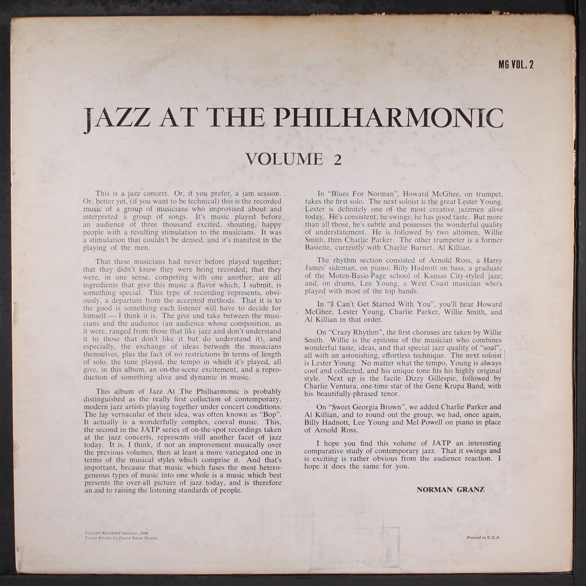 jazz at the philharmonic vol. 2 by VARIOUS