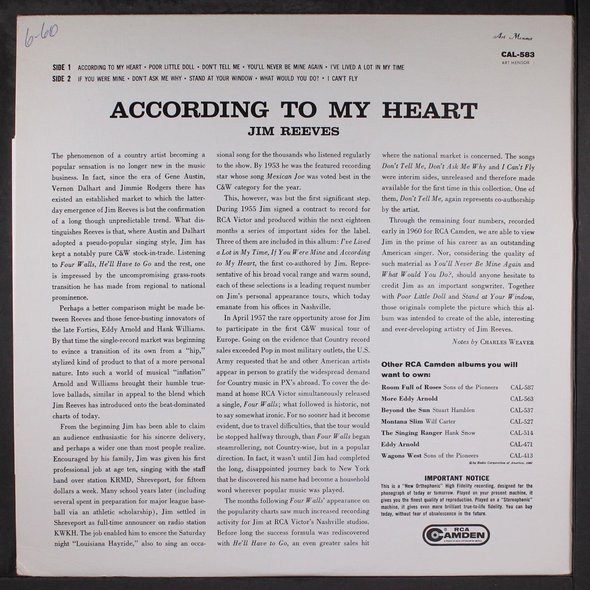 according to my heart by JIM REEVES