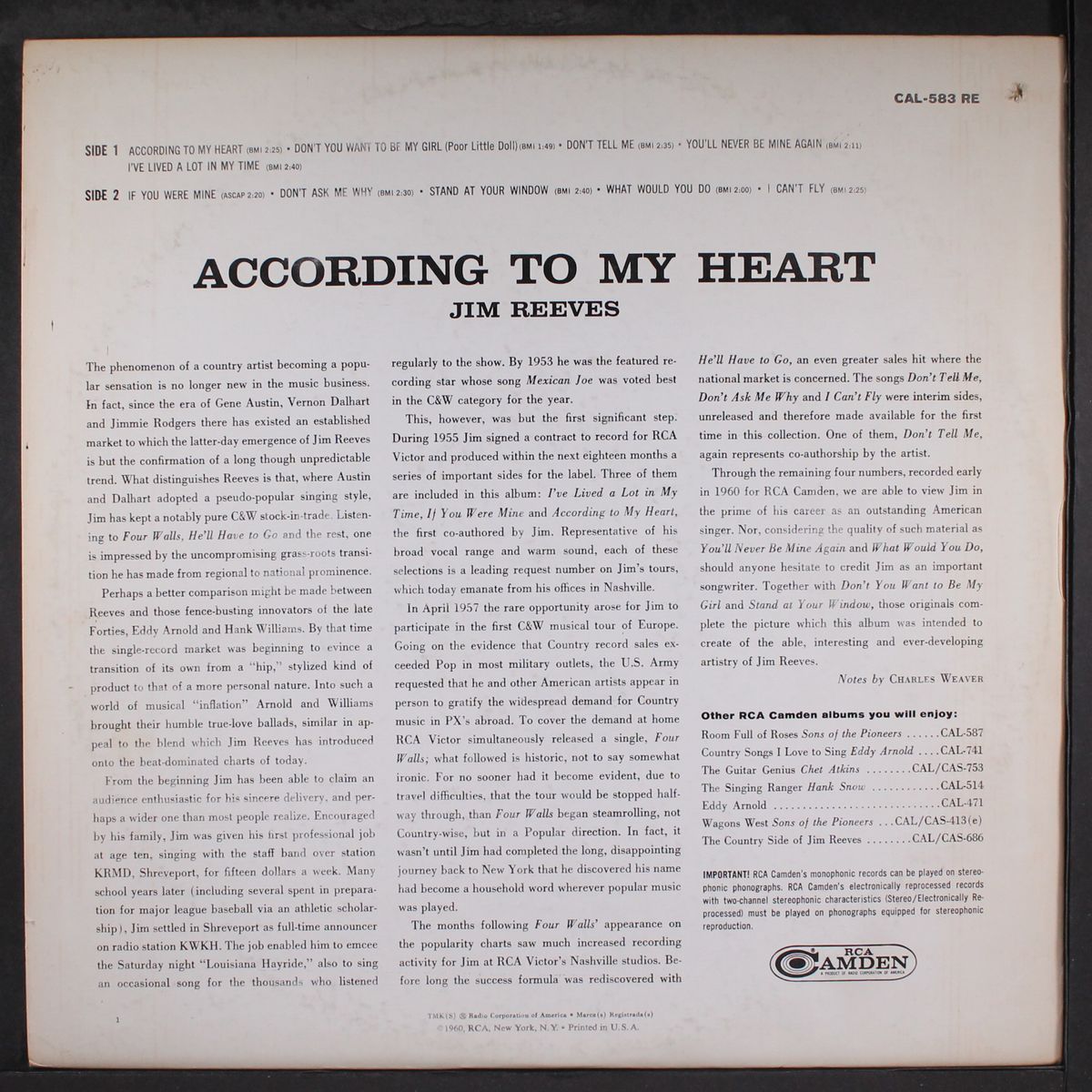 according to my heart by JIM REEVES