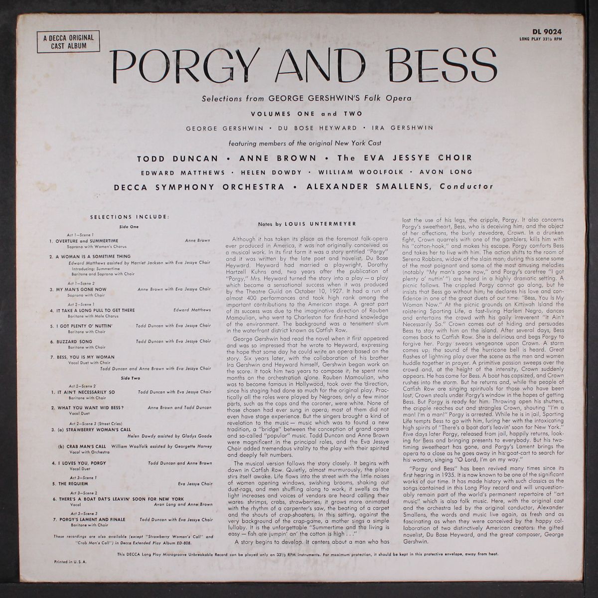 porgy and bess by ORIGINAL CAST