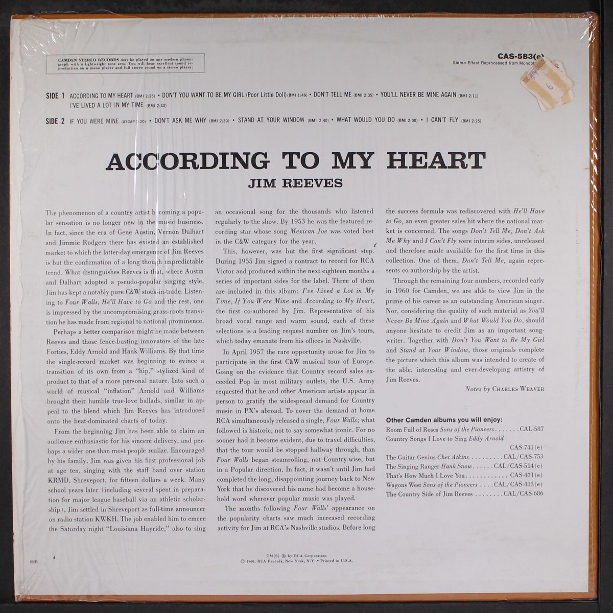 according to my heart by JIM REEVES