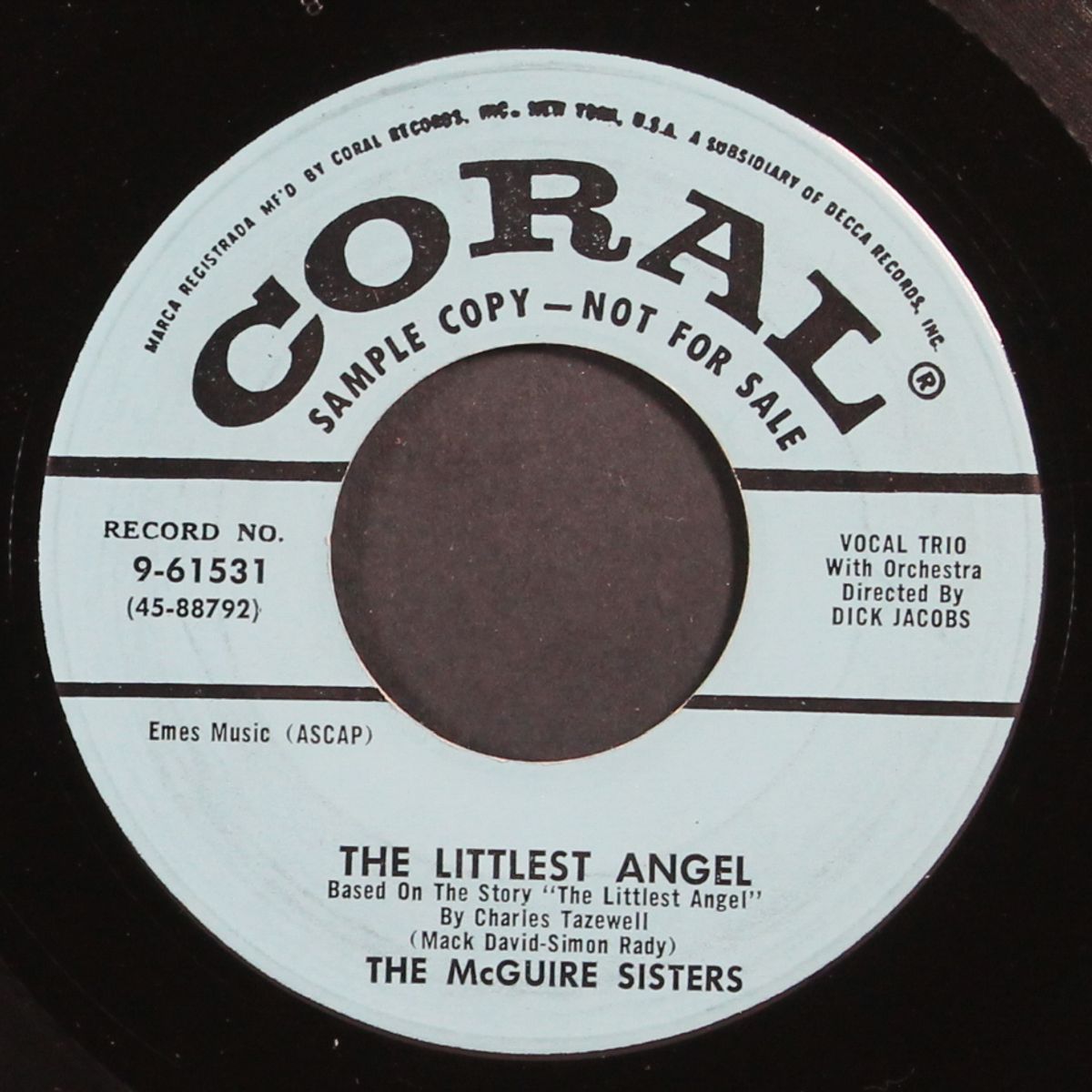i'd like to trim a tree with you / the littlest angel by MCGUIRE SISTERS