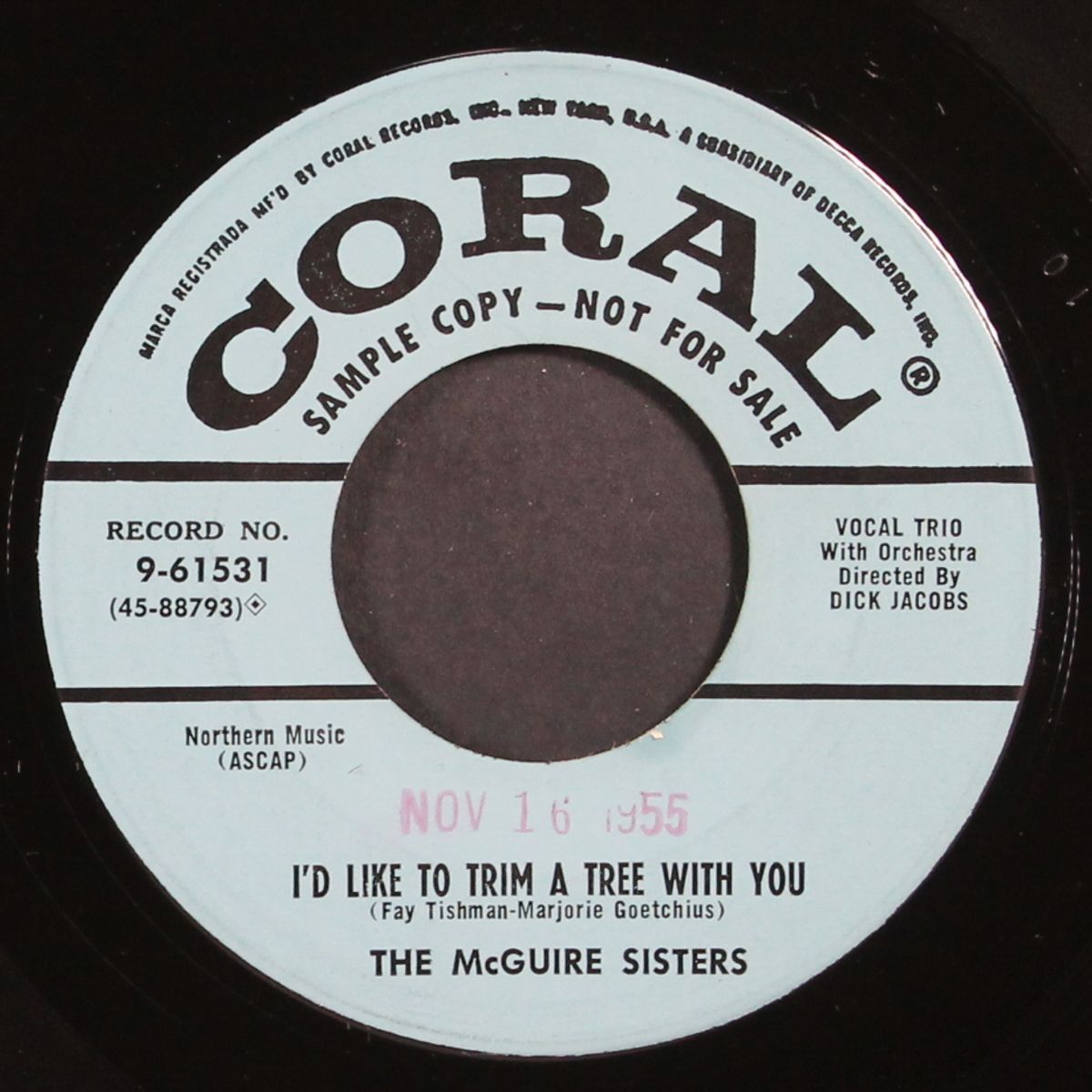 i'd like to trim a tree with you / the littlest angel by MCGUIRE SISTERS