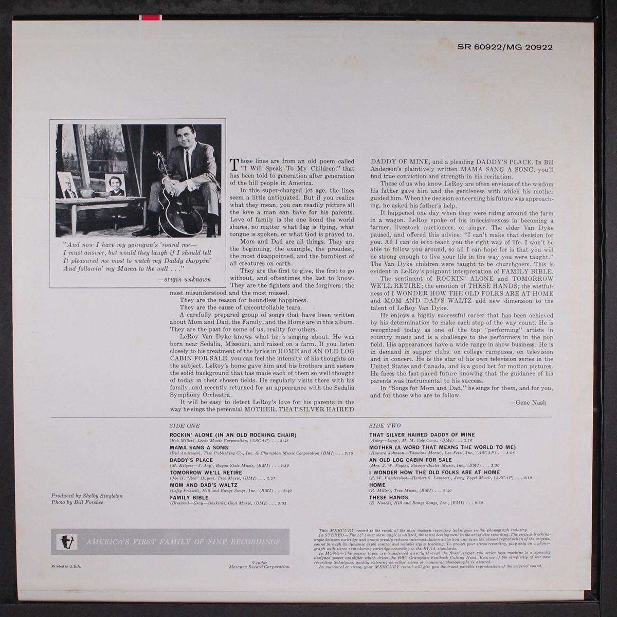 songs for mom and dad by LEROY VAN DYKE