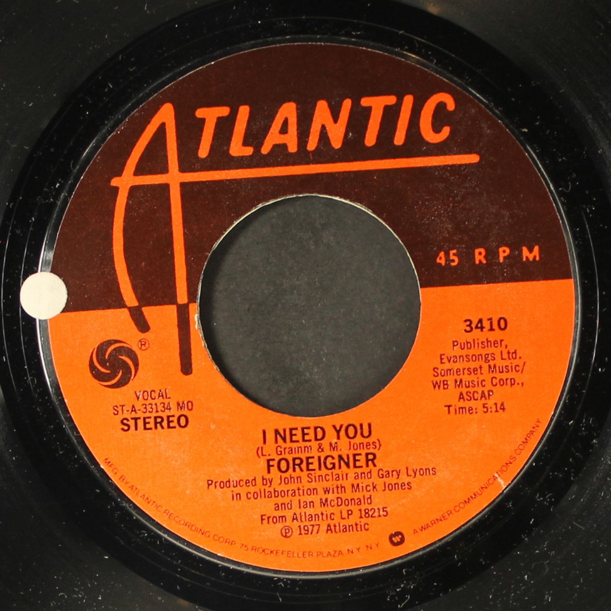 cold as ice / i need you by FOREIGNER