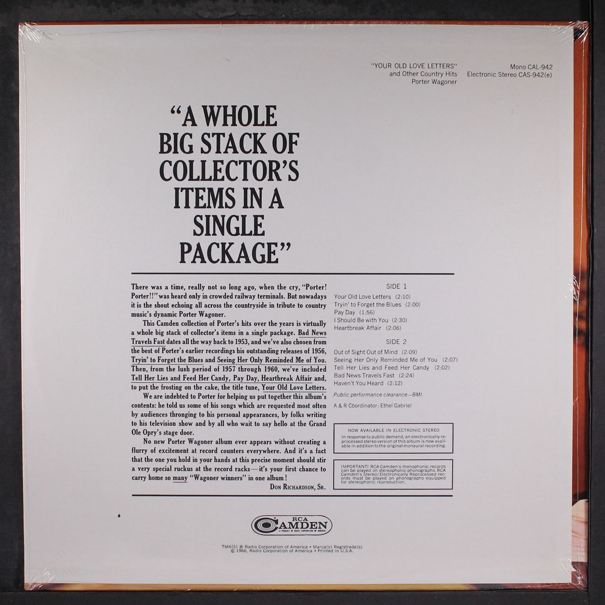 your old love letters by PORTER WAGONER