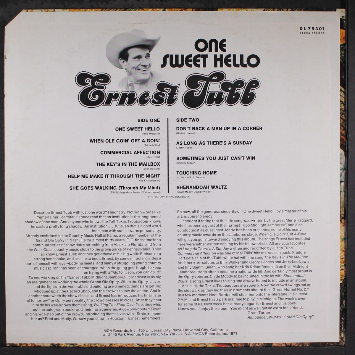 one sweet hello by ERNEST TUBB