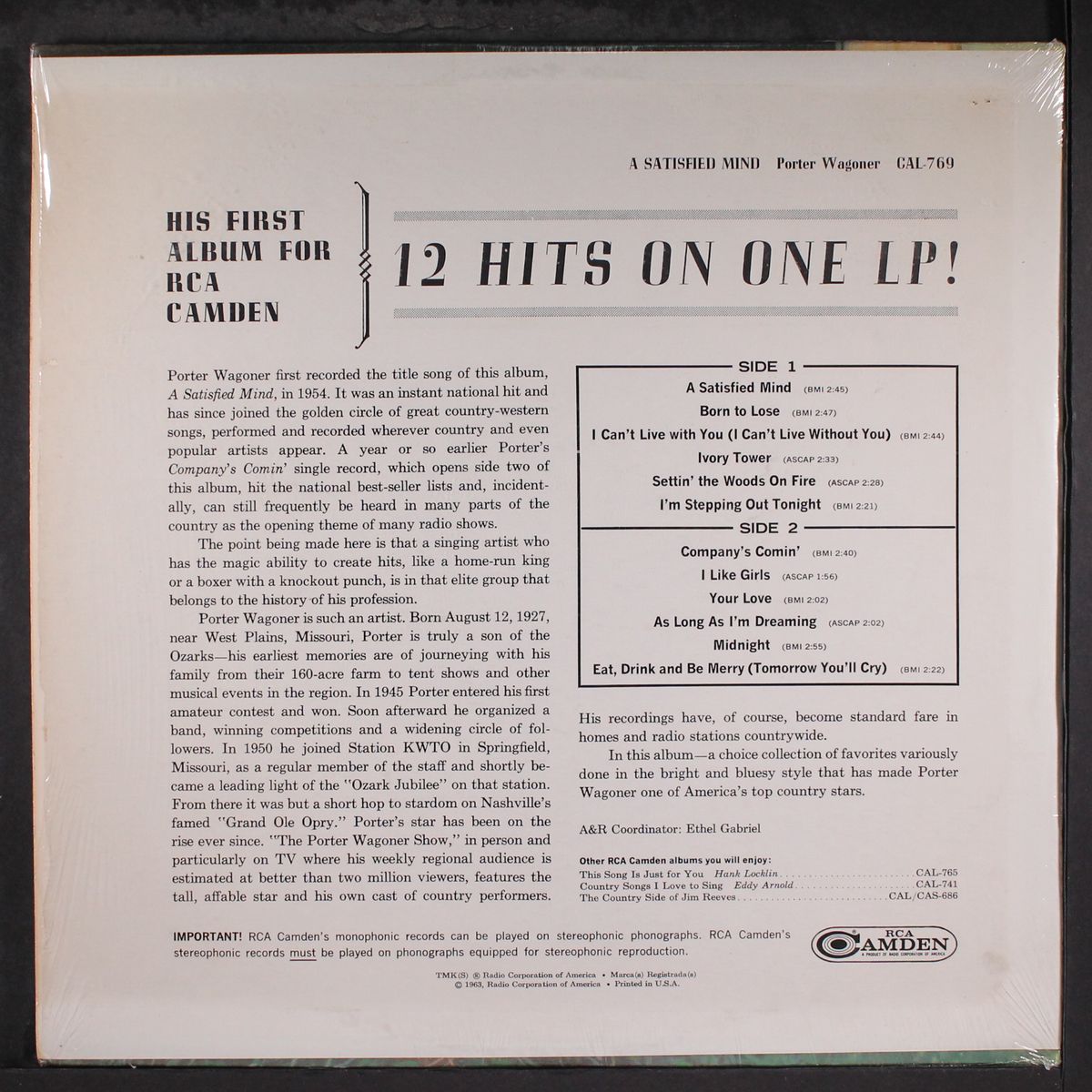 a satisfied mind by PORTER WAGONER