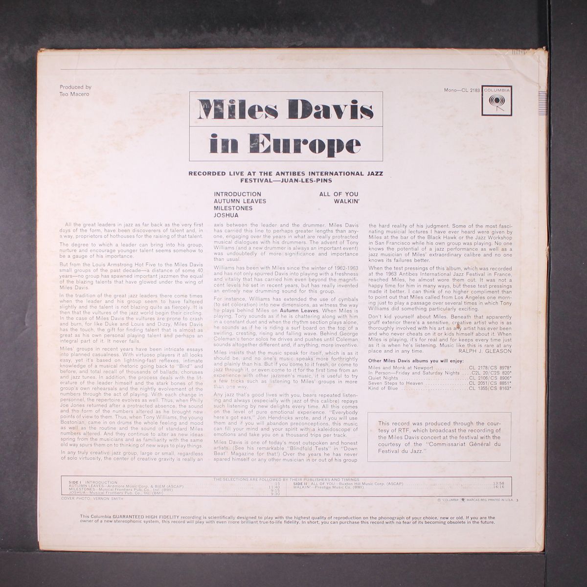in europe by MILES DAVIS