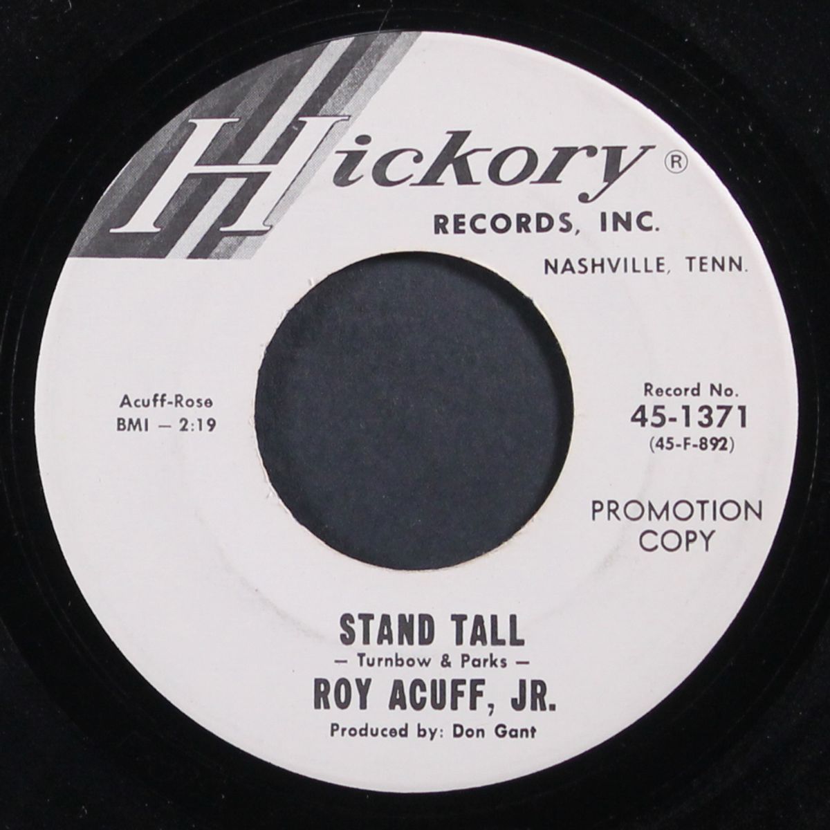 you won't ever see me here again / stand tall by ROY ACUFF, JR.