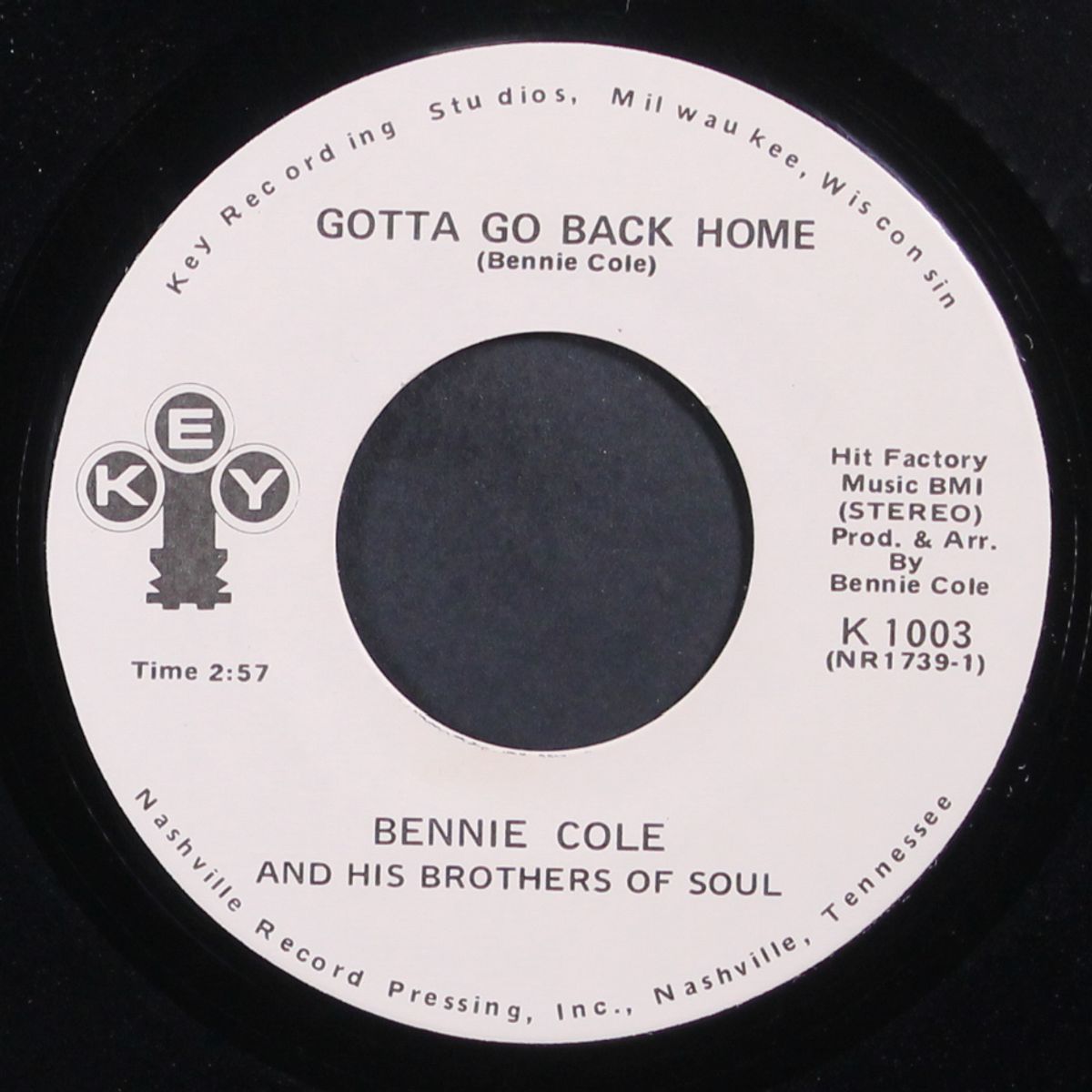 gotta go back home / i need someone by BENNIE COLE & HIS BROTHERS OF SOUL