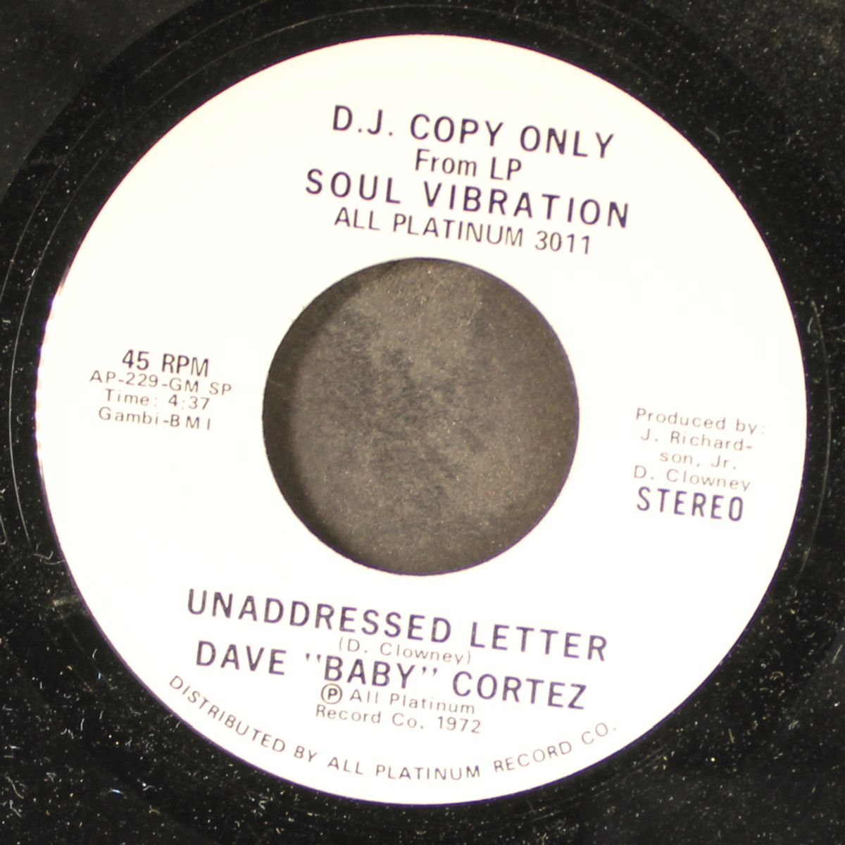 unaddressed letter / same by DAVE "BABY" CORTEZ