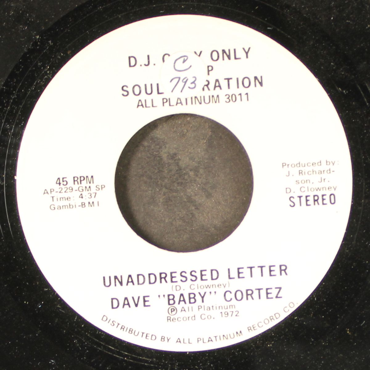 unaddressed letter / same by DAVE "BABY" CORTEZ