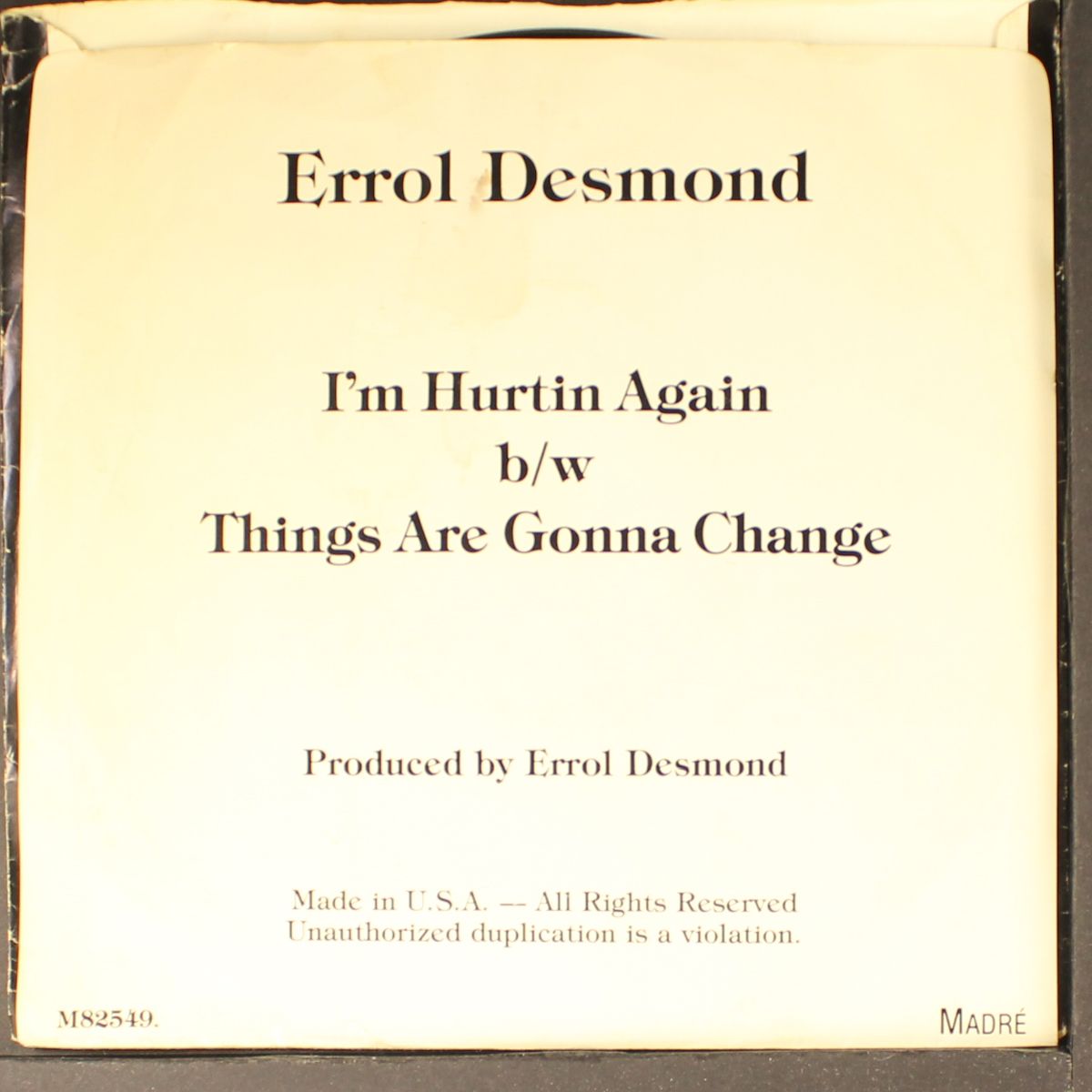 i'm hurtin' again / things are gonna change by ERROL DESMOND