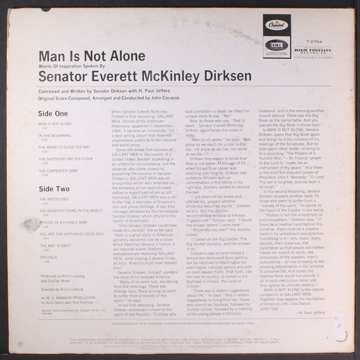 man is not alone by SEN. EVERETT MCKLINLEY DIRKSEN
