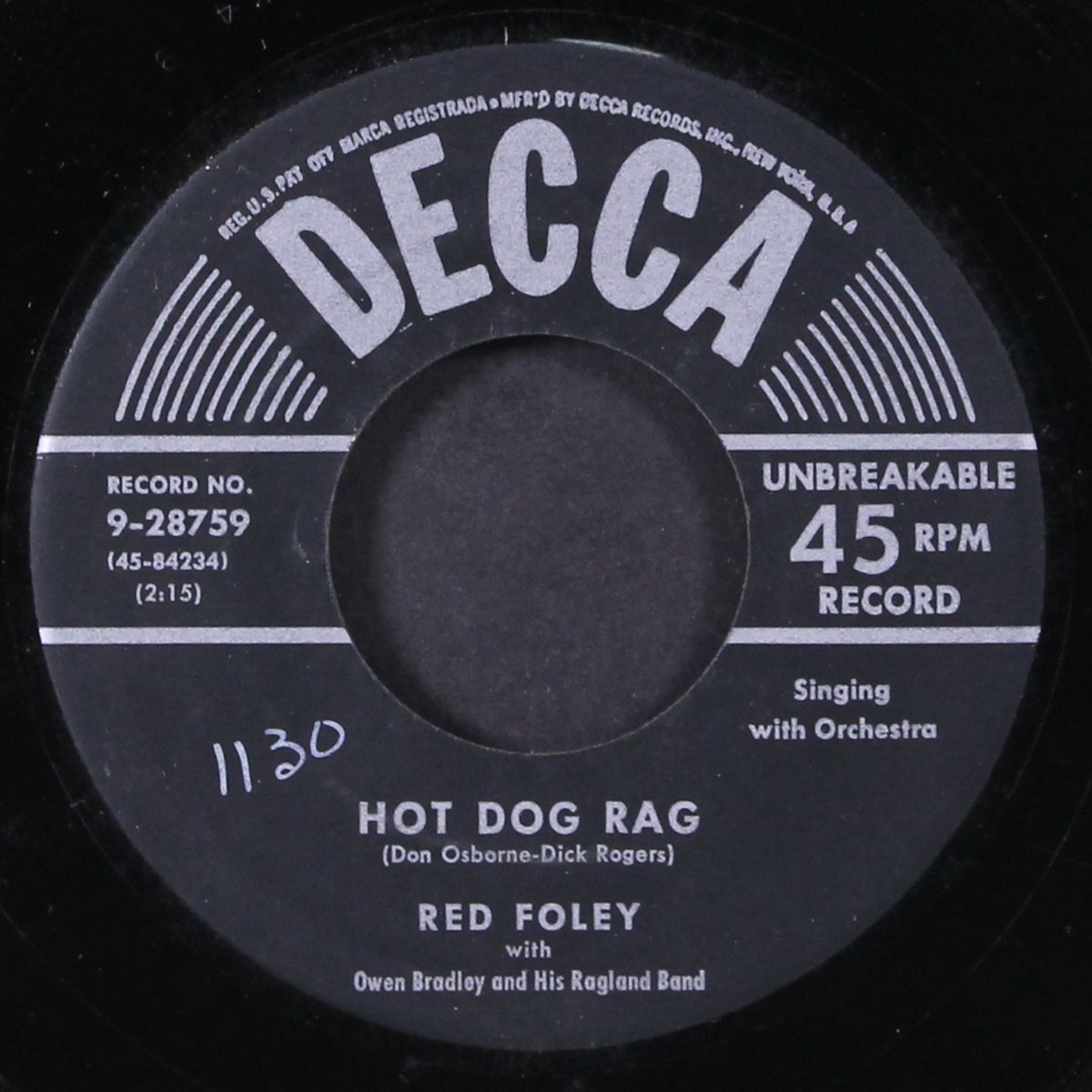 that old river line / hot dog rag by RED FOLEY
