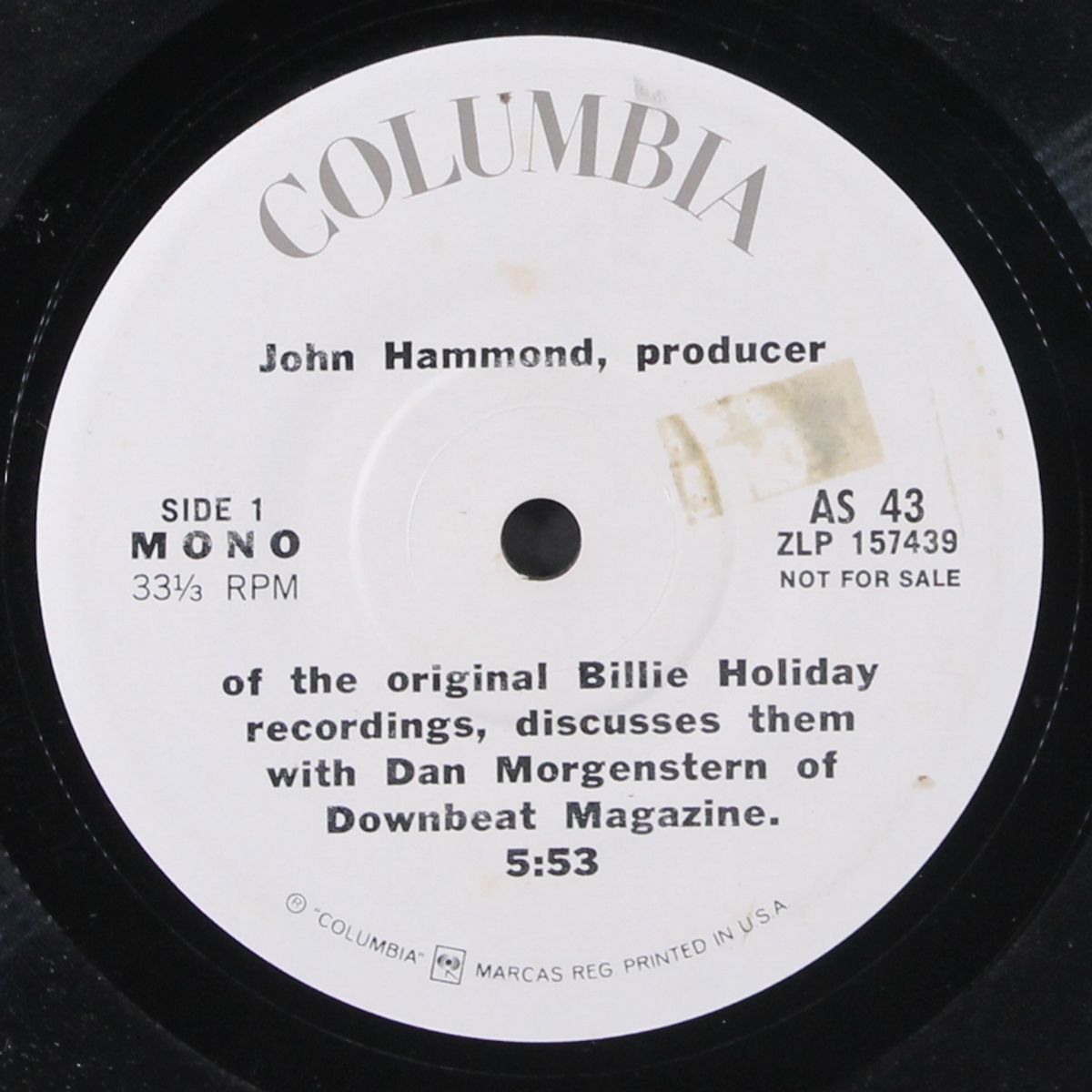 discusses billie holiday recordings by JOHN HAMMOND