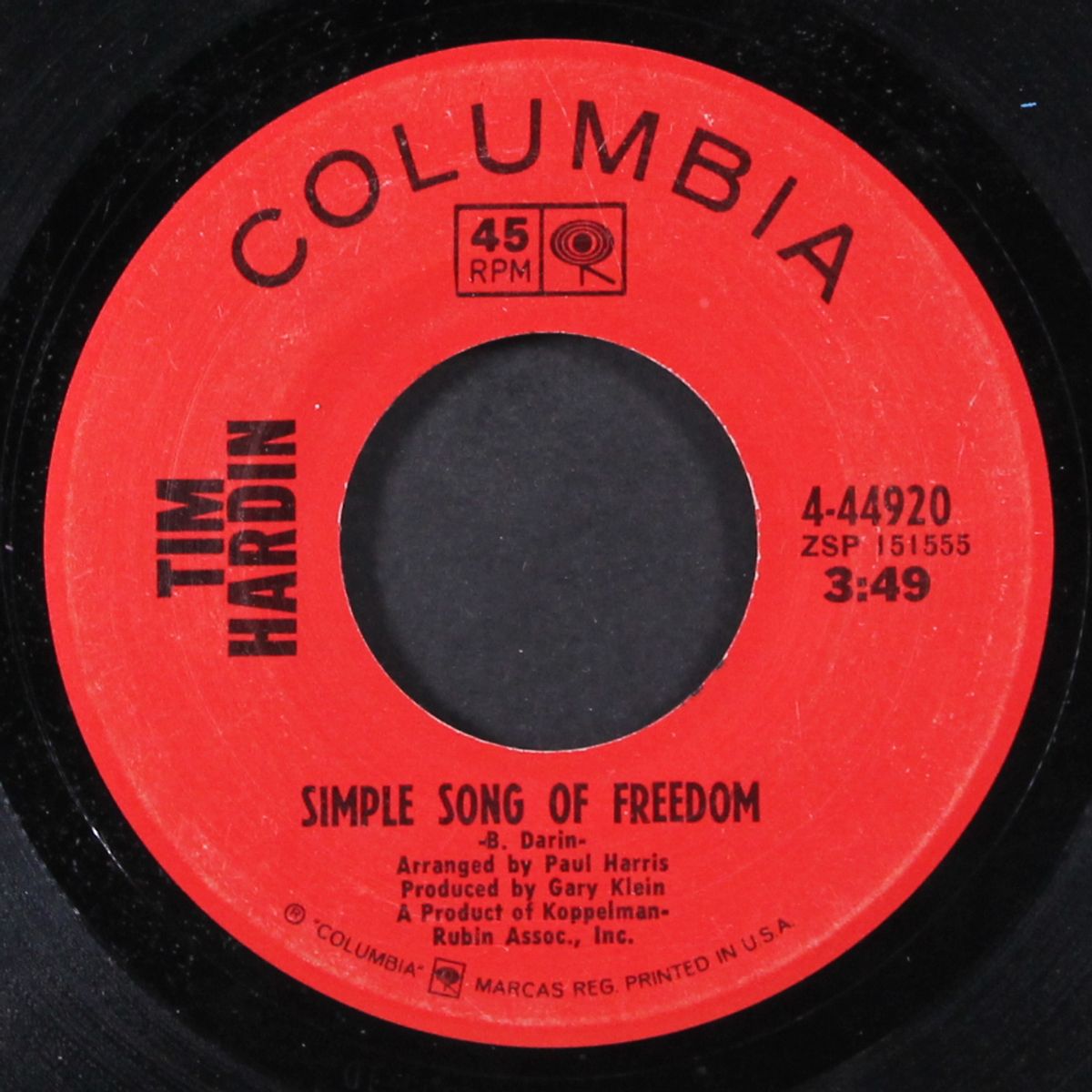 simple song of freedom / question of birth by TIM HARDIN