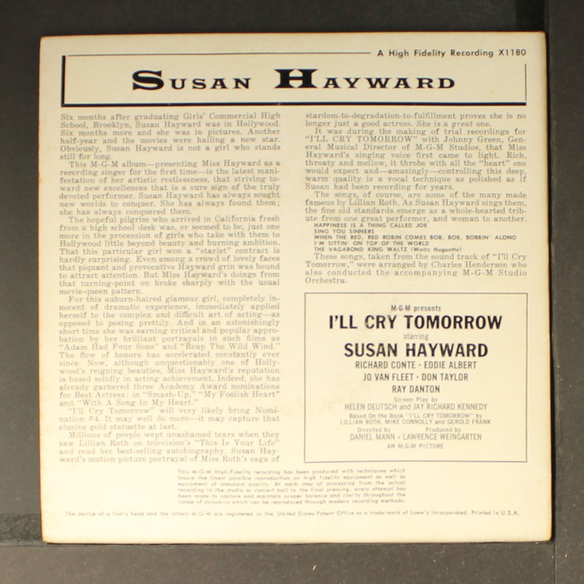 i'll cry tomorrow by SUSAN HAYWARD