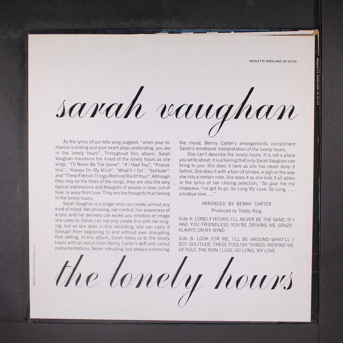 the lonely hours by SARAH VAUGHAN