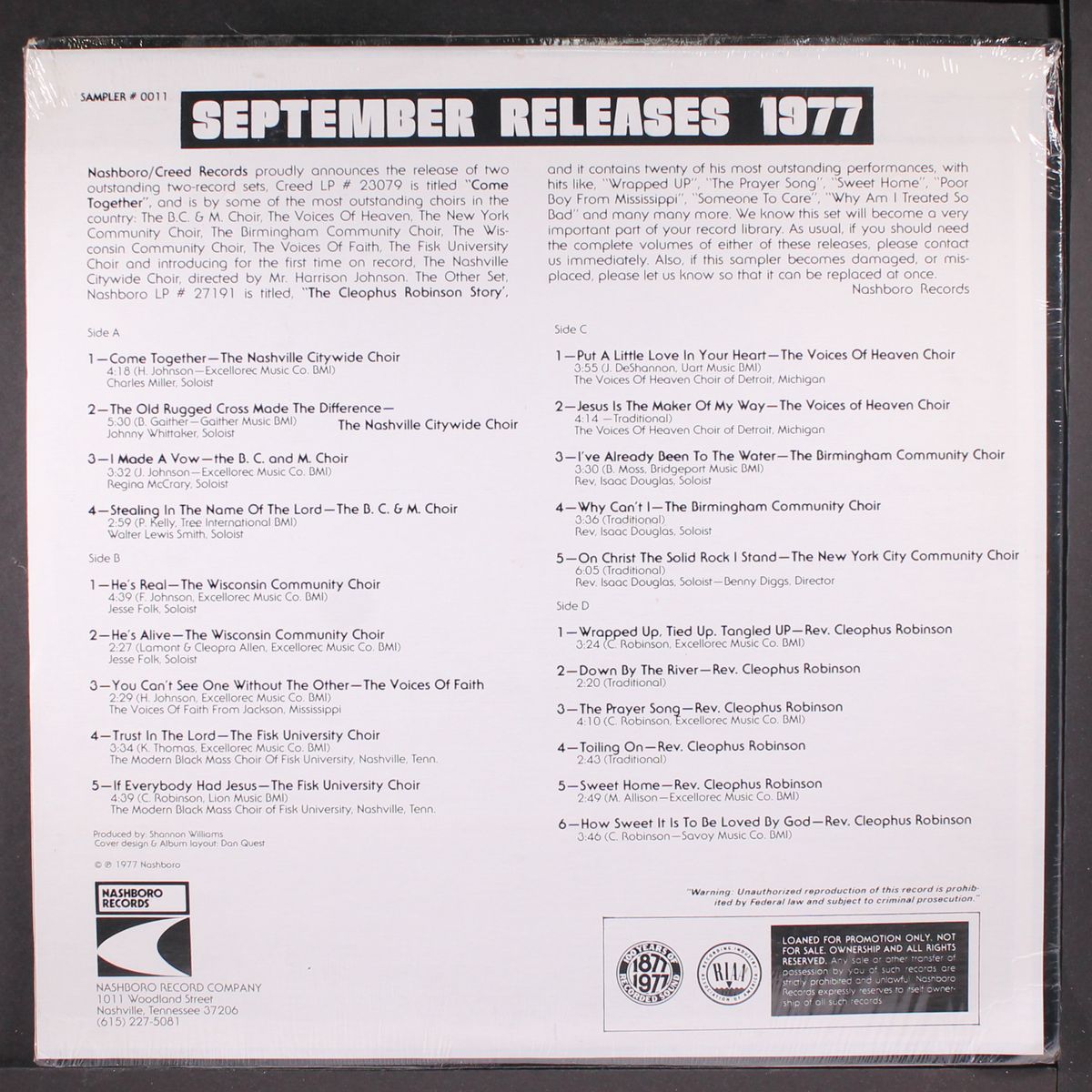 new lp releases, sept. 1977 sampler by VARIOUS