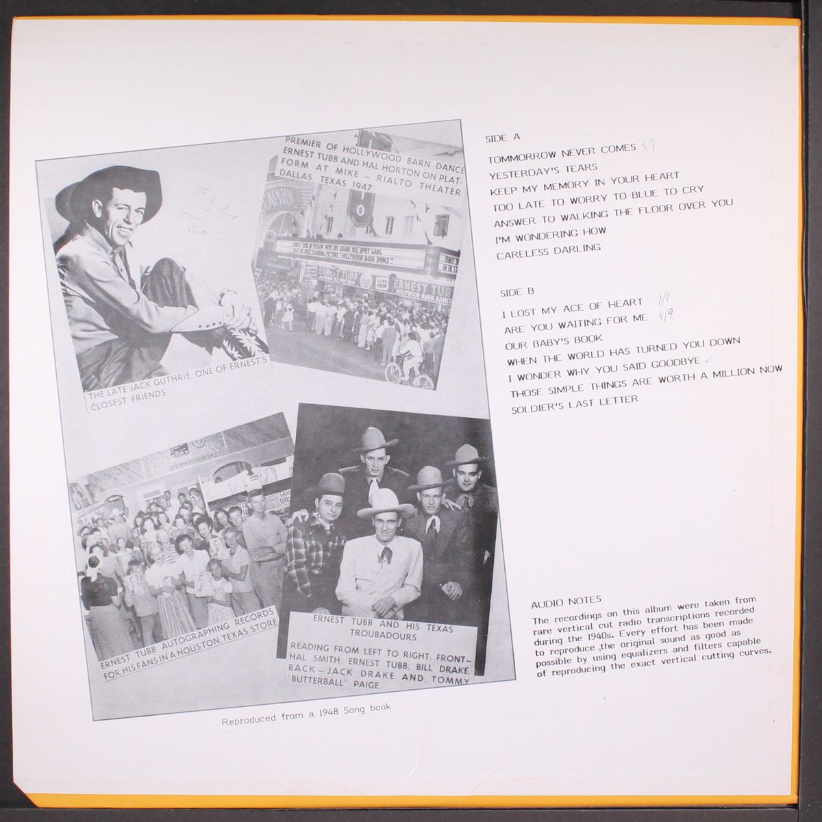 early radio broadcasts by ERNEST TUBB