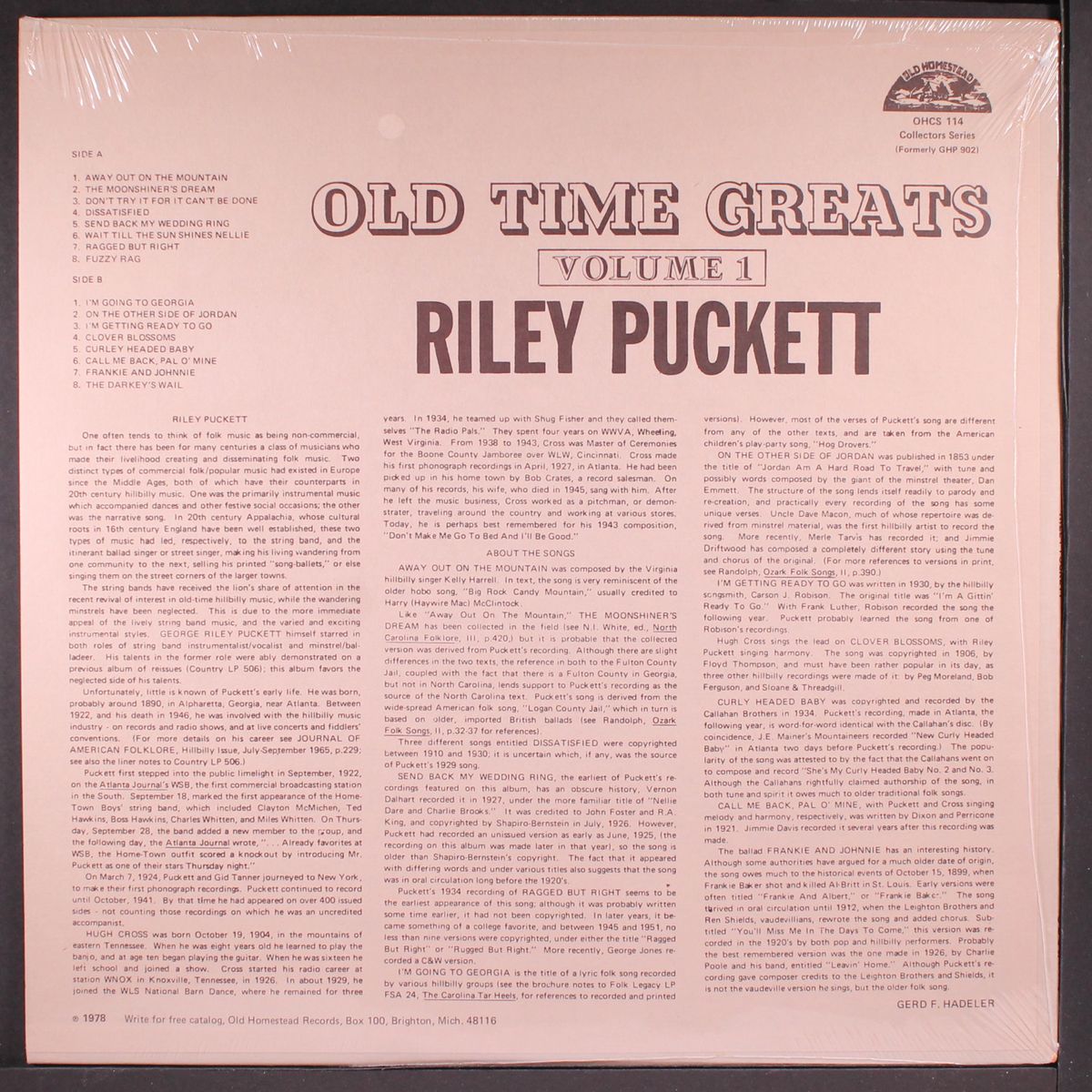 old time greats, vol. 1 by RILEY PUCKETT