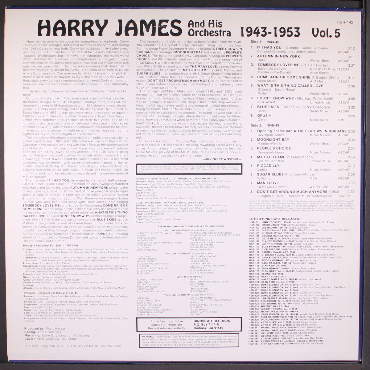 the uncollected, vol. 5 1943-1953 by HARRY JAMES