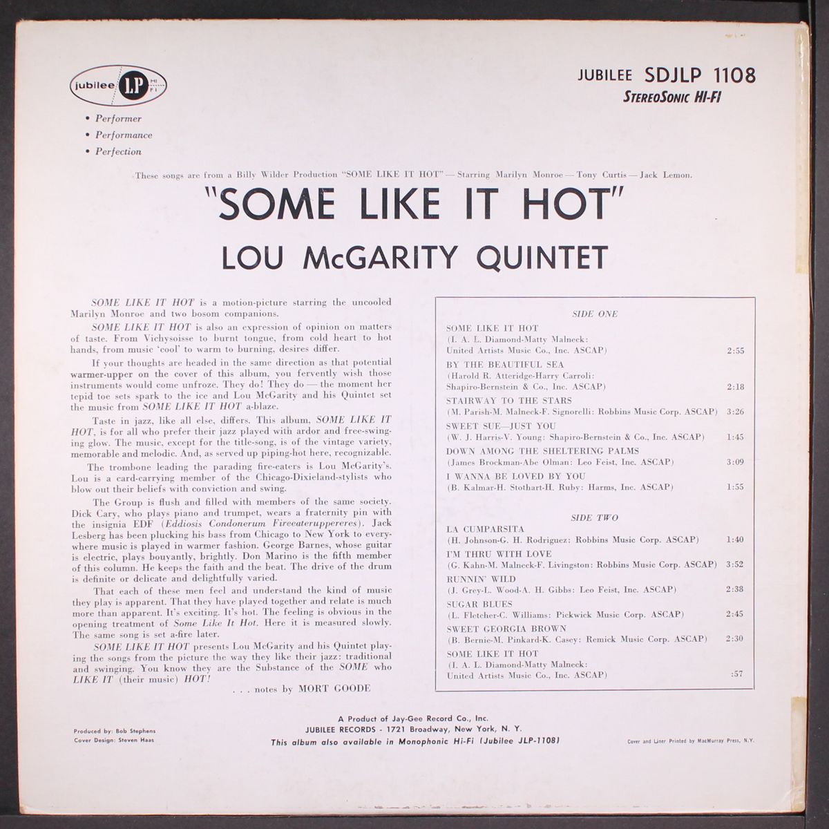 music from some like it hot by LOU MCGARITY