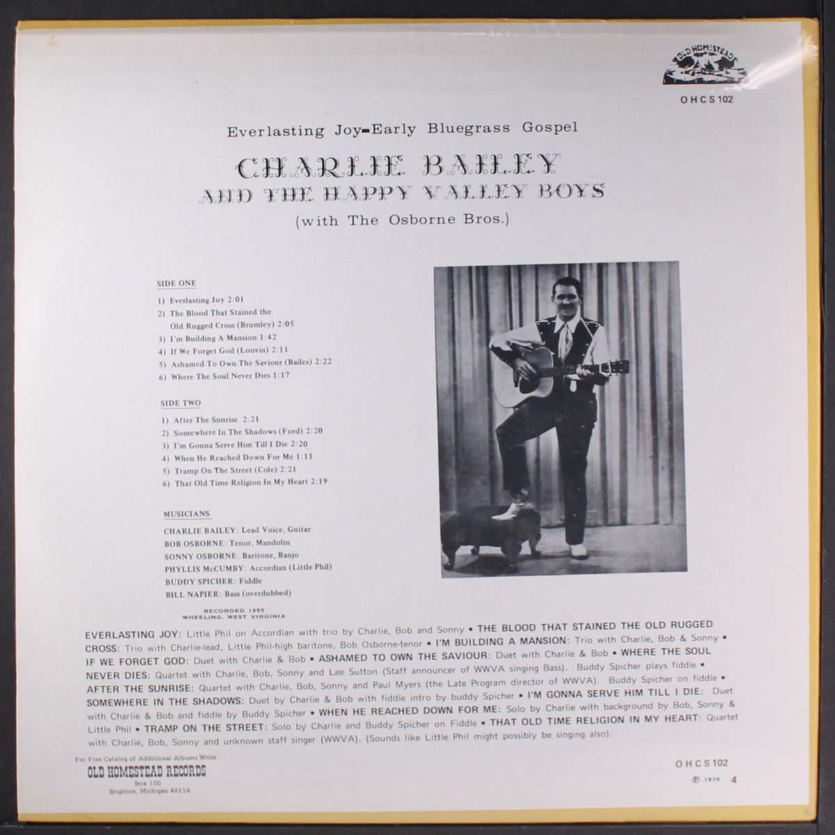 everylasting joy - early bluegrass gospel by CHARLIE BAILEY & HAPPY VALLEY BOYS (W/ OSBORNE BROS)
