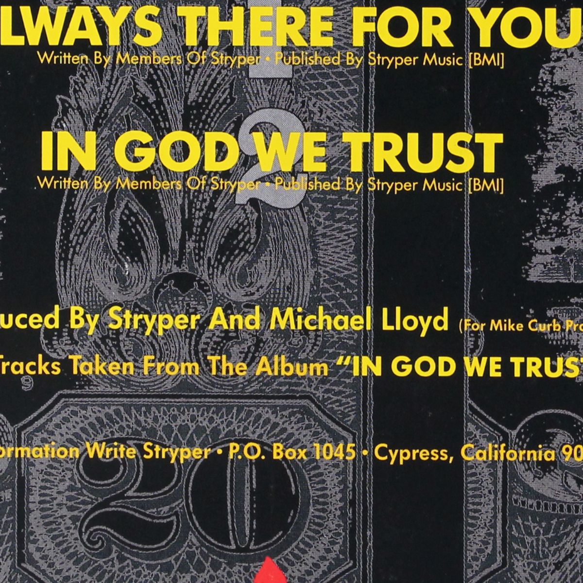 always there for you / in god we trust by STRYPER