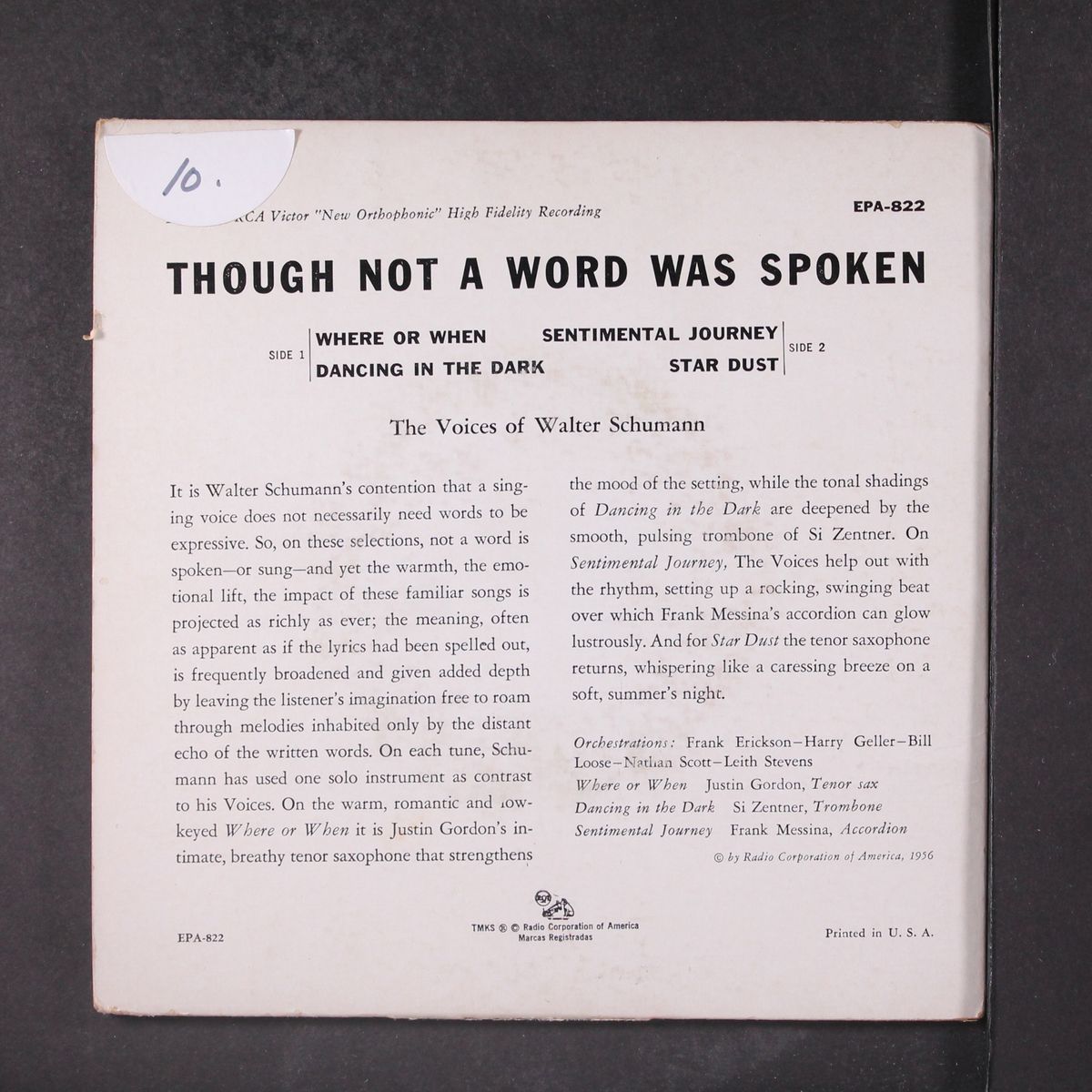 though not a word was spoken by WALTER SCHUMANN