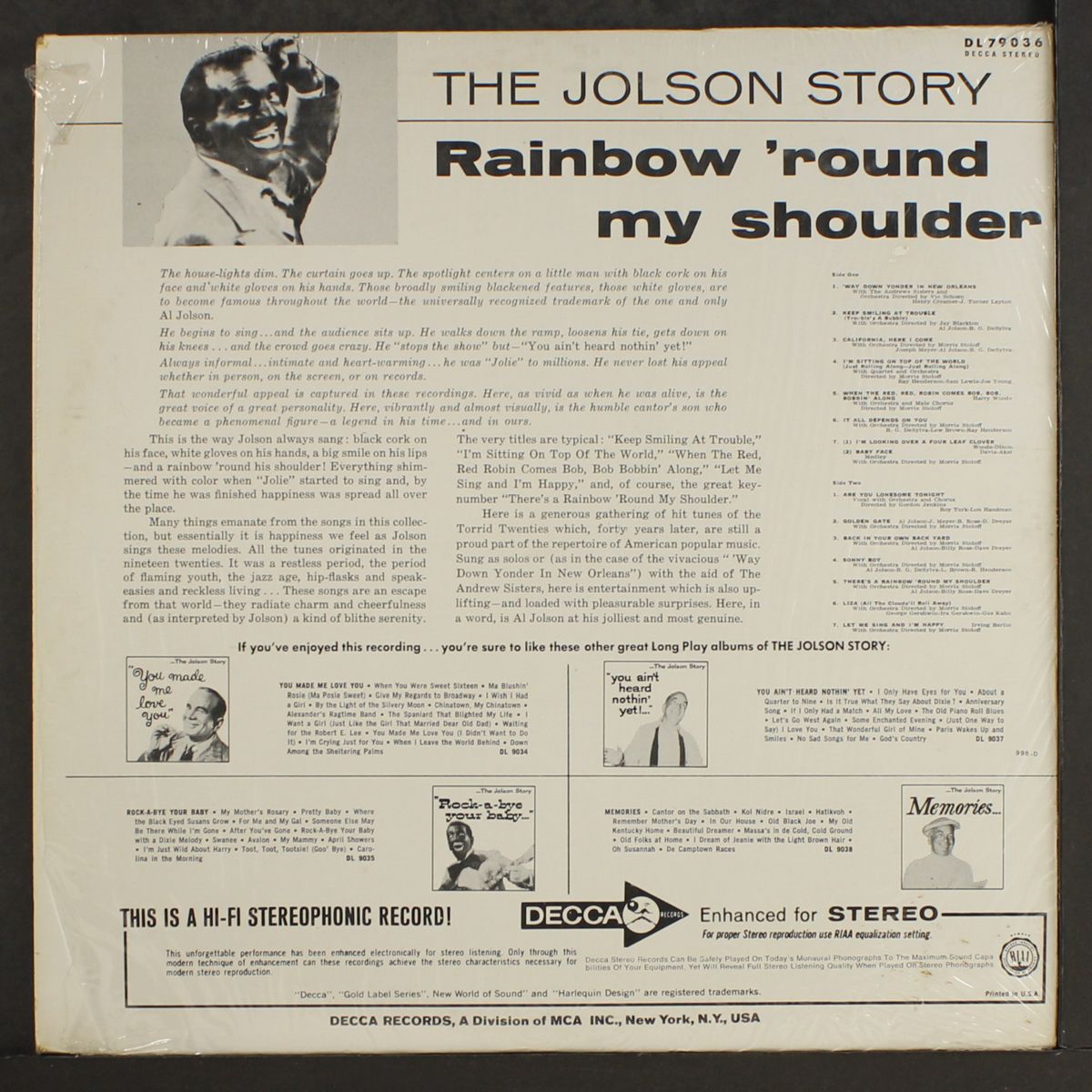 rainbow 'round my shoulder... by AL JOLSON