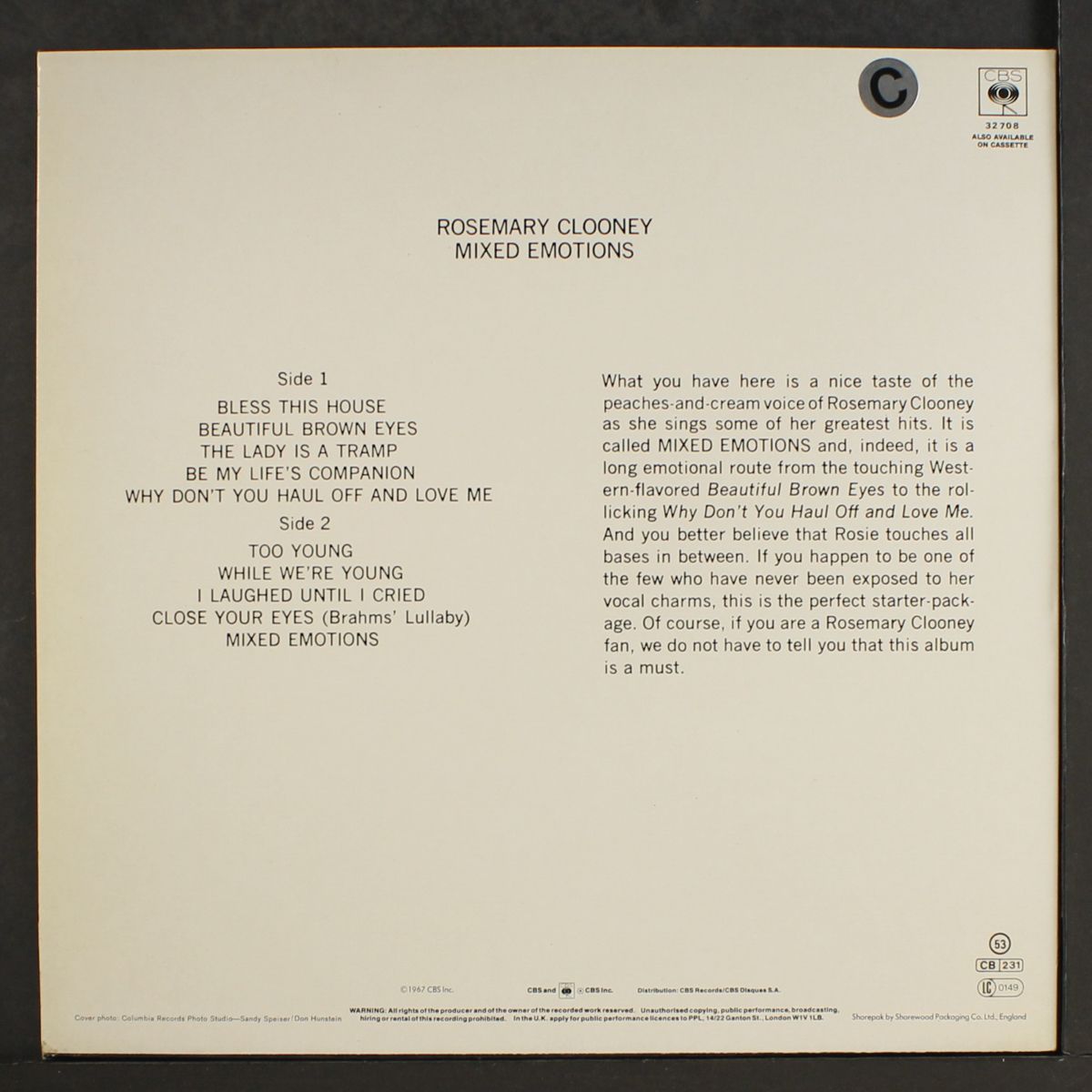 mixed emotions by ROSEMARY CLOONEY