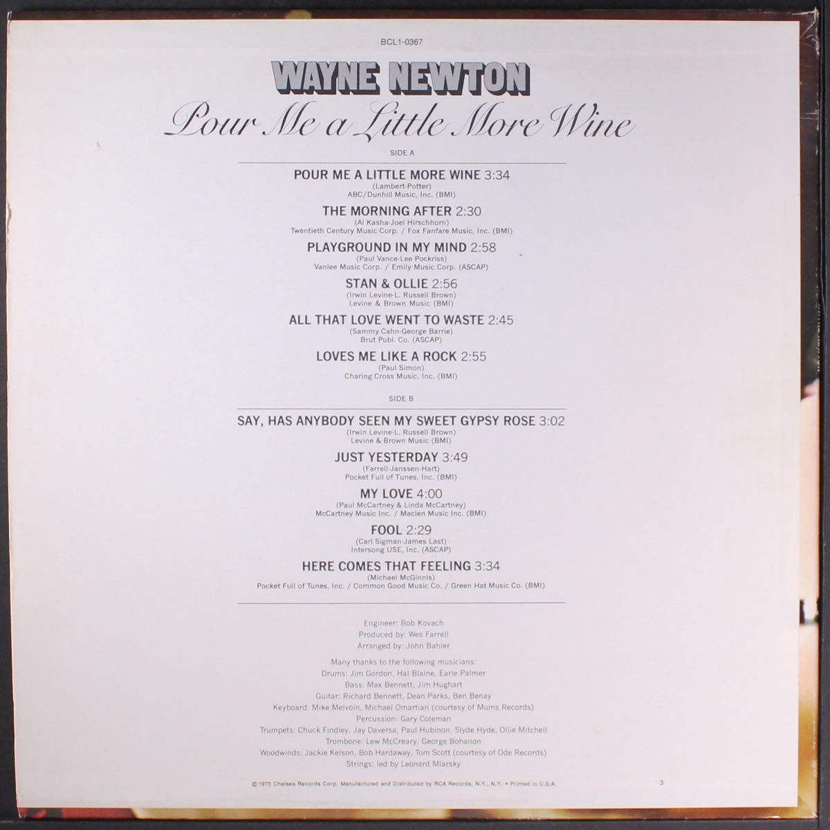 pour me a little more wine by WAYNE NEWTON
