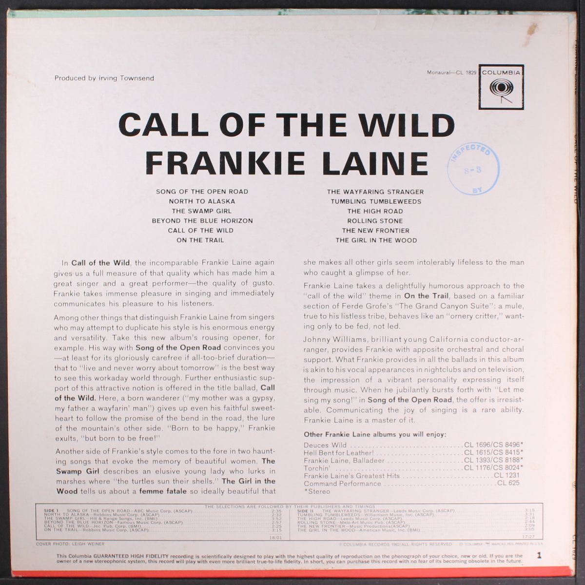 call of the wild by FRANKIE LAINE