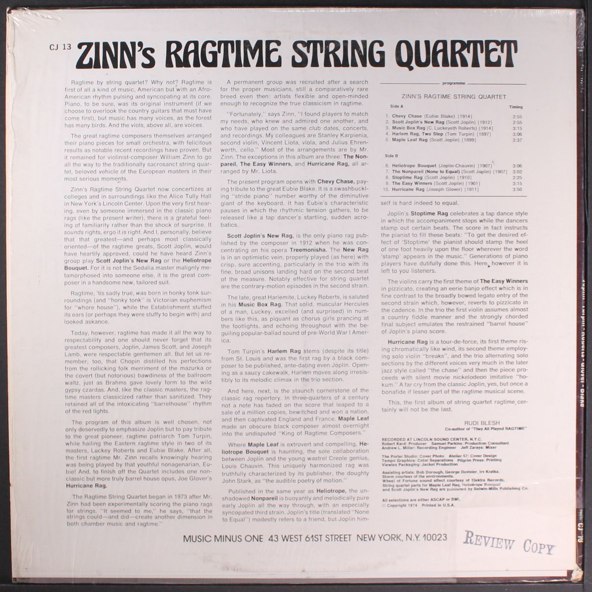 zinn's ragtime string quartet by ZINN'S RAGTIME STRING QUARTET