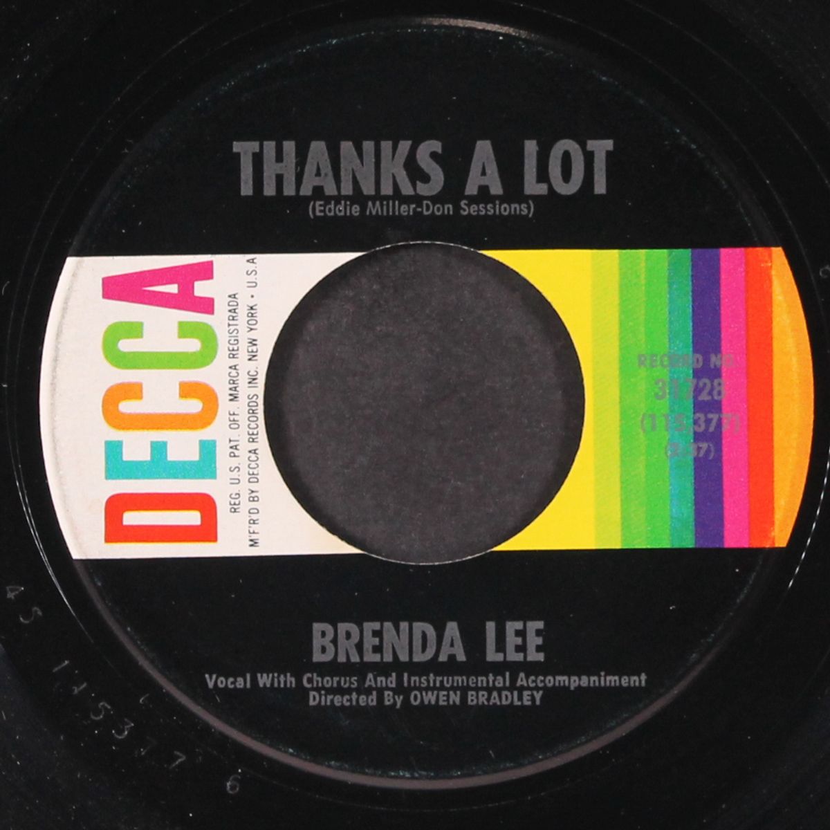 the crying game / thanks a lot by BRENDA LEE
