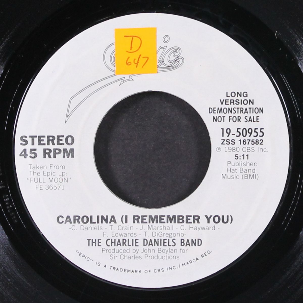 carolina (i remember you) / short by CHARLIE DANIELS BAND