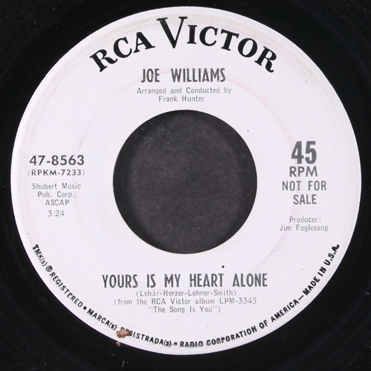 i really don't want to know / yours is my heart alone by JOE WILLIAMS