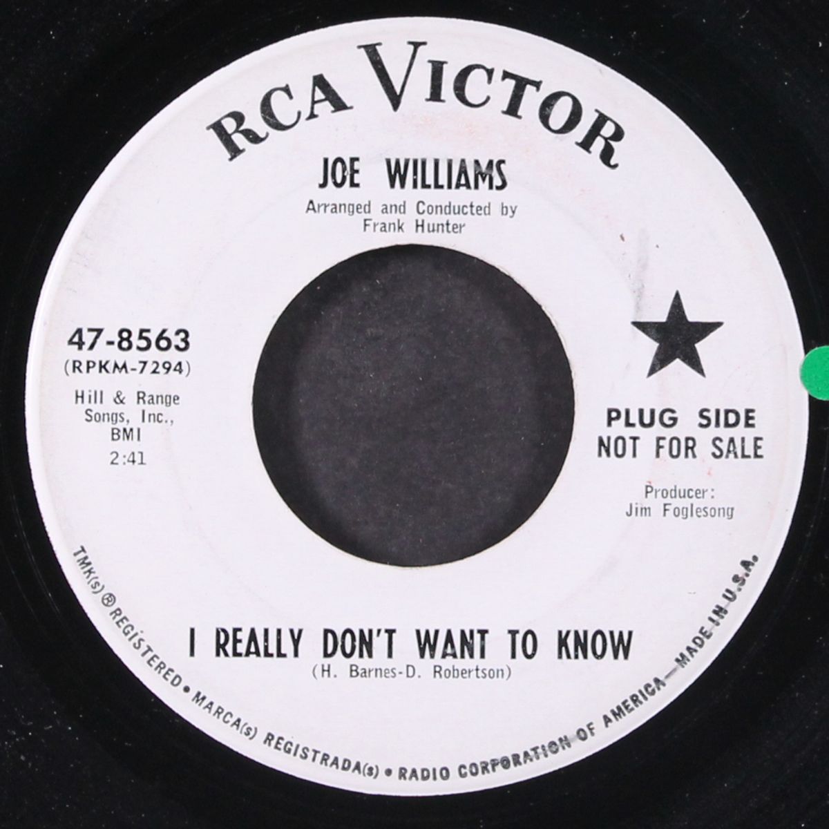i really don't want to know / yours is my heart alone by JOE WILLIAMS