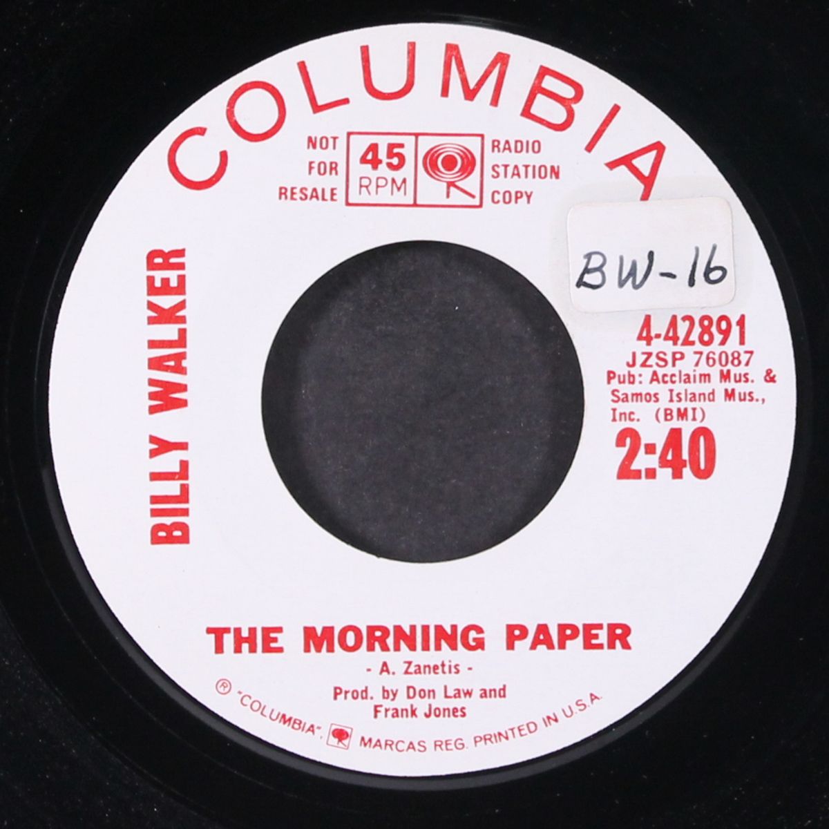 the morning paper by BILLY WALKER