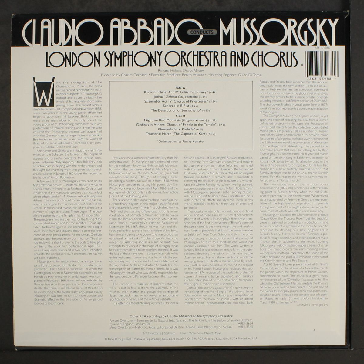 mussorgsky: night on bald mountain / joshua, etc. by CLAUDIO ABBADO