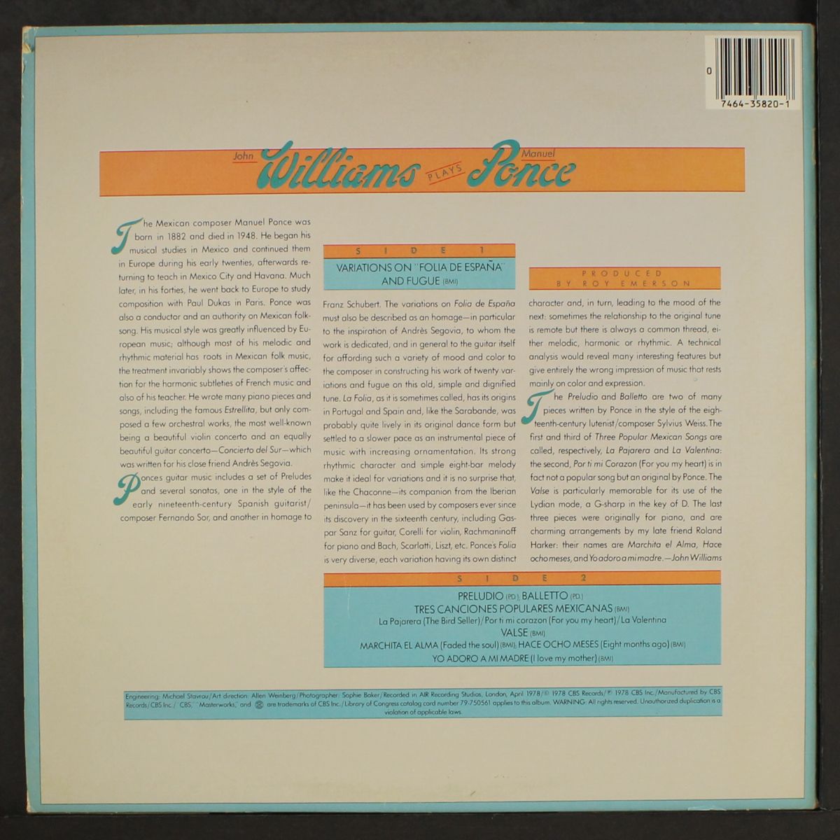 plays manuel ponce by JOHN WILLIAMS