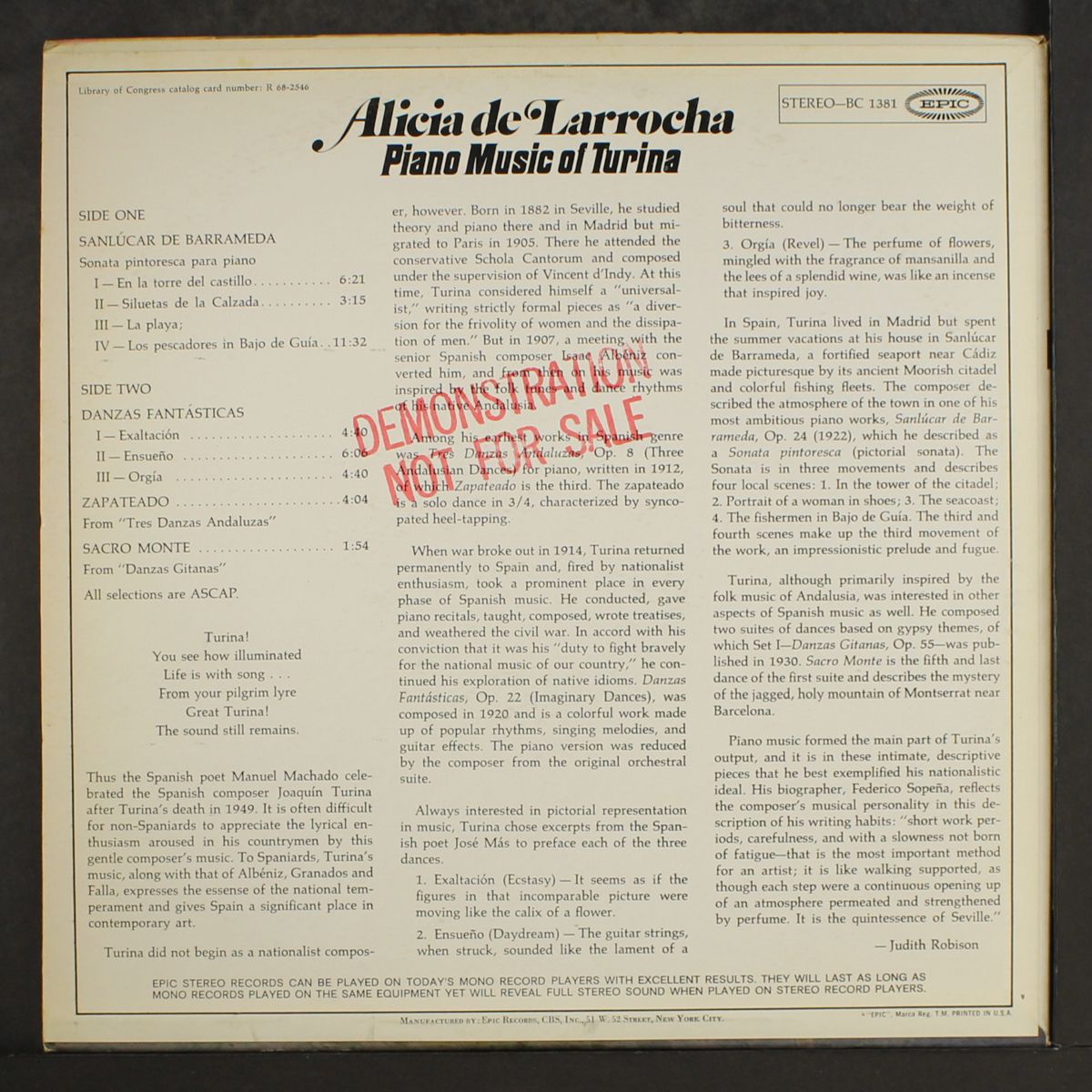 piano music of turina by ALICIA DE LARROCHA