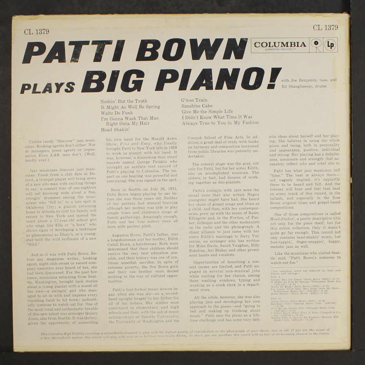 plays big piano by PATTI BOWN